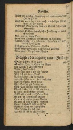 Register derer gantz neuen Gesänge