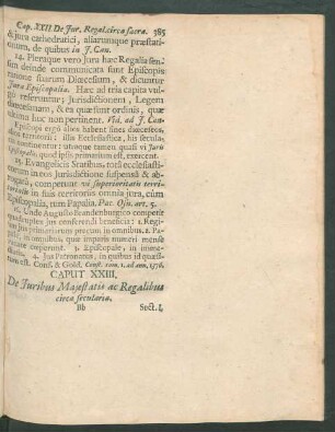 Caput XXIII. De Iuribus Maiestatis ac Regalibus circa secularia.