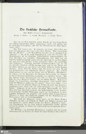 Die kirchliche Heimatkunde