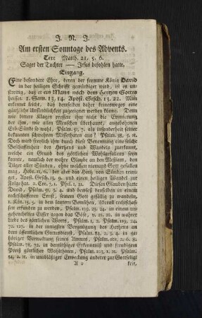 [Am ersten Sonntage des Advents. Matth. 21, 5. 6. - Am Neu-Jahrs-Tage. Luc. 2, 21.]