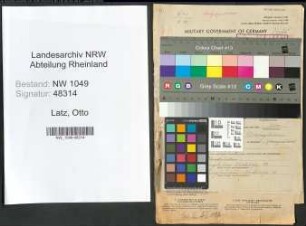 Entnazifizierung Otto Latz , geb. 30.06.1887 (Postbeamter)