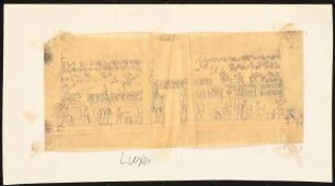 Tempel von Luxor, Luxor (Theben-Ost): Ansicht der ersten Pylone (Nach- oder Durchzeichnung)