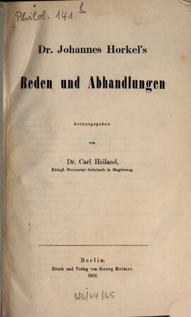 Reden und Abhandlungen