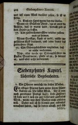 Siebenzehntes Kapitel. Lächerliche Begebenheiten.