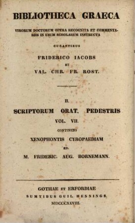 Xenophontis Opera omnia, Vol. 1. Continens Cyropaediam