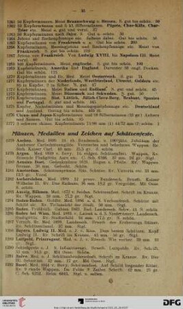 Münzen, Medaillen und Zeichen auf Schützenfeste (Nr. 1278-1602)