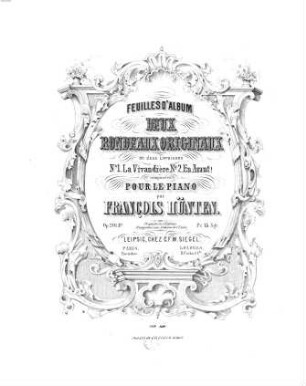 Feuilles d'album : deux rondeaux originaux ; pour le piano ; op. 201. 1, La vivandière