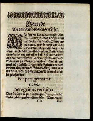 Vorrede An den Reise-begierigen Leser.