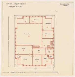Umbau eines Landhauses Monatskonkurrenz Februar 1933: Grundriss Dachgeschoss 1:100, mit den Umbaumaßnahmen (Neubau); Maßstabsleiste