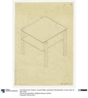 Teetisch, mit zwei Platten, quadratisch (Möbelentwürfe, Tische)