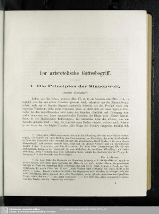 Der aristotelische Gottesbegriff