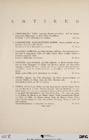 Antiken (Nr. 1-13)