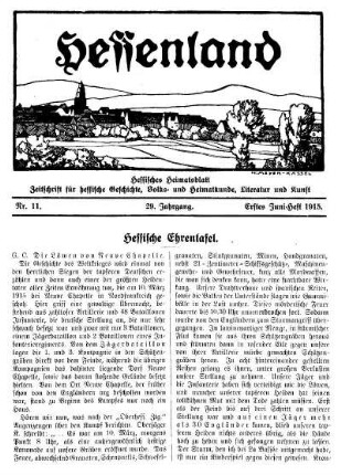 Nr. 11, Erstes Juni-Heft 1915