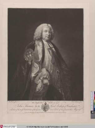 The Right Revd. Father in God John Thomas, D.D. Lord Bishop of Winchester