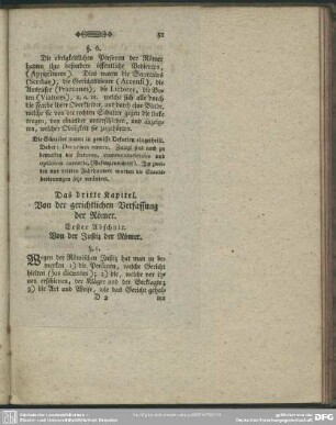 Das dritte Kapitel. Von der gerichtlichen Verfassung der Römer