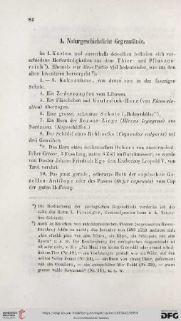 A. Naturgeschichtliche Gegenstände