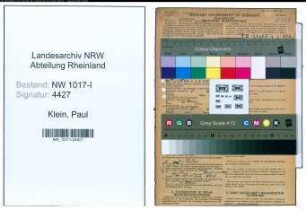 Entnazifizierung Paul Klein , geb. 24.02.1897 (Maschinentechniker)