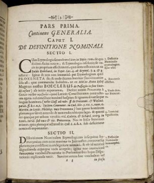 Pars Prima. Continens Generalia.