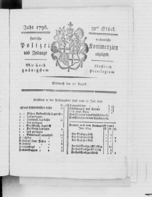 32tes Stück., Ausgabe vom 10. August 1796