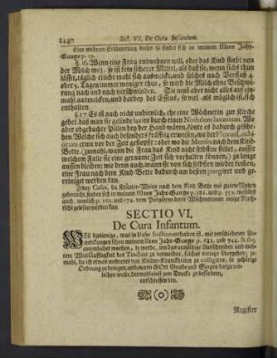 Sectio VI. De Cura Infantum.