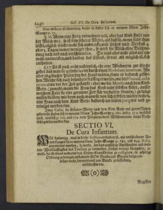 Sectio VI. De Cura Infantum.