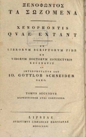 Que exstant. 2. Expeditionem Cyri continens. - ed. 2. - 1825