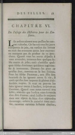 Chapitre VI. De l´usage des Histoires pour Enfants