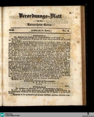 Großherzoglich Badisches Anzeige-Blatt für den Unterrhein-Kreis, Verordnungs-Blatt