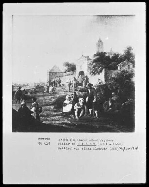 Bettler vor einem Kloster