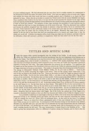 Chapter VII : Tittles and mystic lore