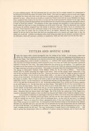 Chapter VII : Tittles and mystic lore