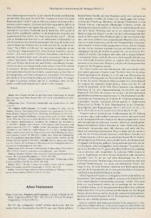 253-256 [Rezension] Gitay, Yehoshua, Prophecy and persuasion