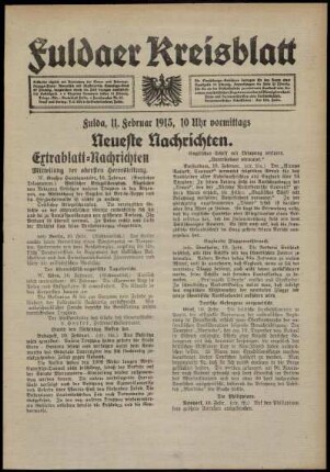 Erste Ausgabe vom Donnerstag, den 11. Februar 1915.