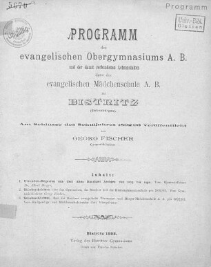 1: Urkunden-Regesten aus dem alten Bistritzer Archive von 1203 bis 1490