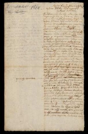 Todesanzeige des stud. med. Philipp Breidnerus, Stadtrat zu Schorndorf, 1610.