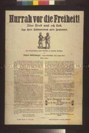 Satirisches Flugblatt: Hurrah vor die Freiheit (Aujust Buddelmeyer); undatiert
