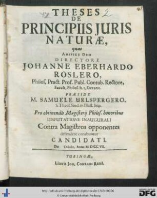 Theses De Principiis Juris Naturae