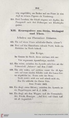 XII. Erzeugnisse aus Stein, Steingut und Thon
