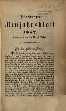 Lüneburger Blätter. 1857