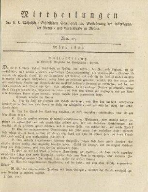 12.1822: Mittheilungen. Nro. 12. März 1822.
