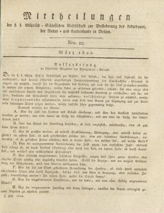 12.1822: Mittheilungen. Nro. 12. März 1822.