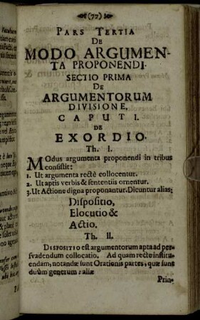 Sectio Prima De Argumentorum Divisione.