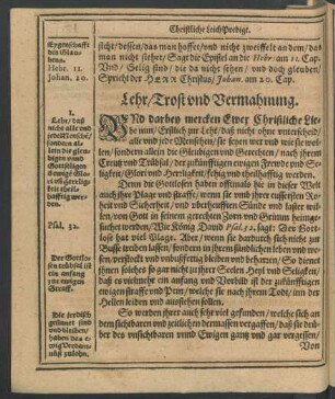 Lehr/Trost und Vermahnung.