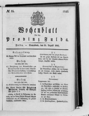 Nr. 35, Ausgabe vom 29. August 1840