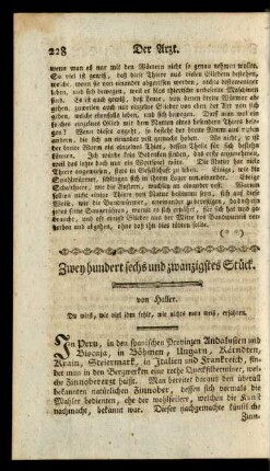 Zwey hundert sechs und zwanzigstes Stück