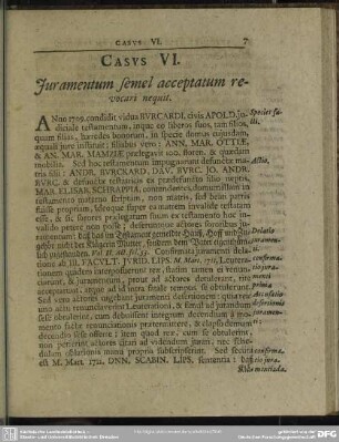 Casus VI. Iuramentum semel acceptatum revocari nequit