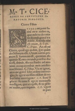 M. T. Ciceronis De Partitione Oratoria Dialogus