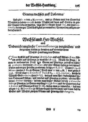 Wechsel und Her-Wechsel. auch Underricht unglieche Commissiones zu vergleichen/ und dergleichen selbsten zu formiren auff vorbeschriebene Wechsel-Handlung von Genua.