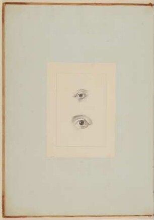 Das Auge einer Europäerin von zwanzig Jahren und das Auge eines männlichen Europäers von mittlerem Alter [Vorzeichnung zu Samuel Thomas Soemmerring, Abbildungen des menschlichen Auges, Frankfurt am Main 1801, Tafel I ("schattierte" Darstellung), Fig. 3 und Fig. 1]