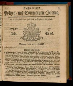 5tes Stück, Montag den 30ten Januar. 1792